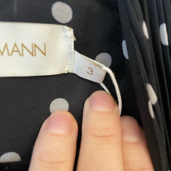 Gorgeous zimmermann pleated midi dress Sz 3 (US 8) black with white polka dots - Picture 13 of 14